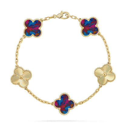 [Lumi Jewellery]CLOVER 5 MOTIF COLOR GEMSTONES BRACELET COLLECTION