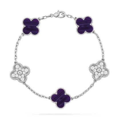[Lumi Jewellery]CLOVER 5 MOTIF PURPLE STRIPES BRACELET COLLECTION