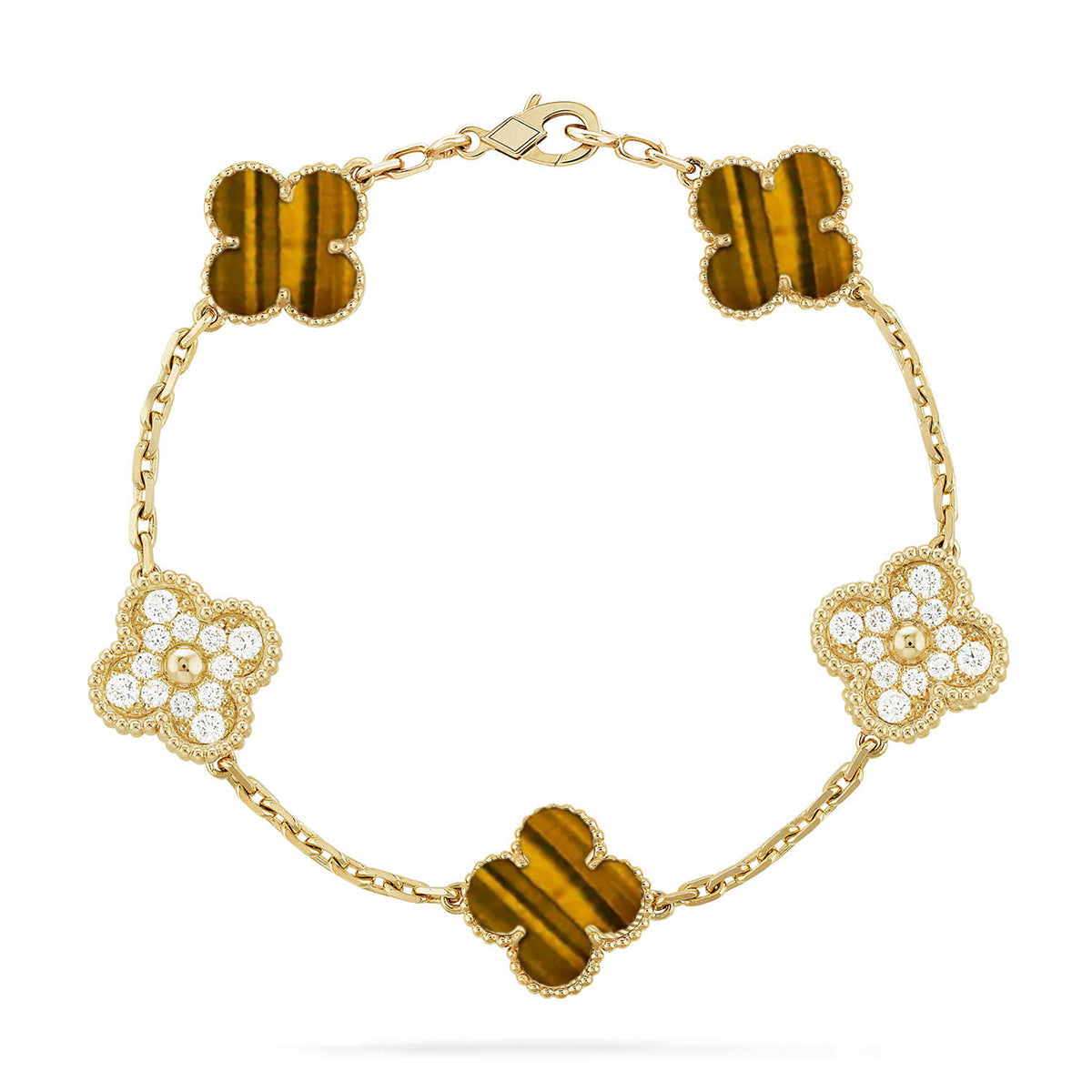 [Lumi Jewellery] CLOVER 5 MOTIFS TIGER EYE BRACELET COLLECTION