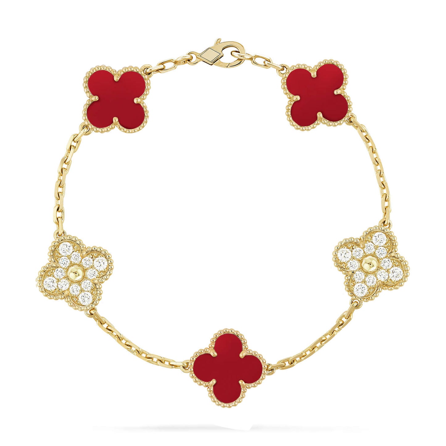 [Lumi Jewellery] CLOVER 5 MOTIF RED CORNELIAN BRACELET COLLECTION