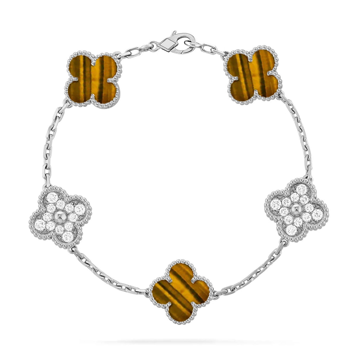 [Lumi Jewellery] CLOVER 5 MOTIFS TIGER EYE BRACELET COLLECTION