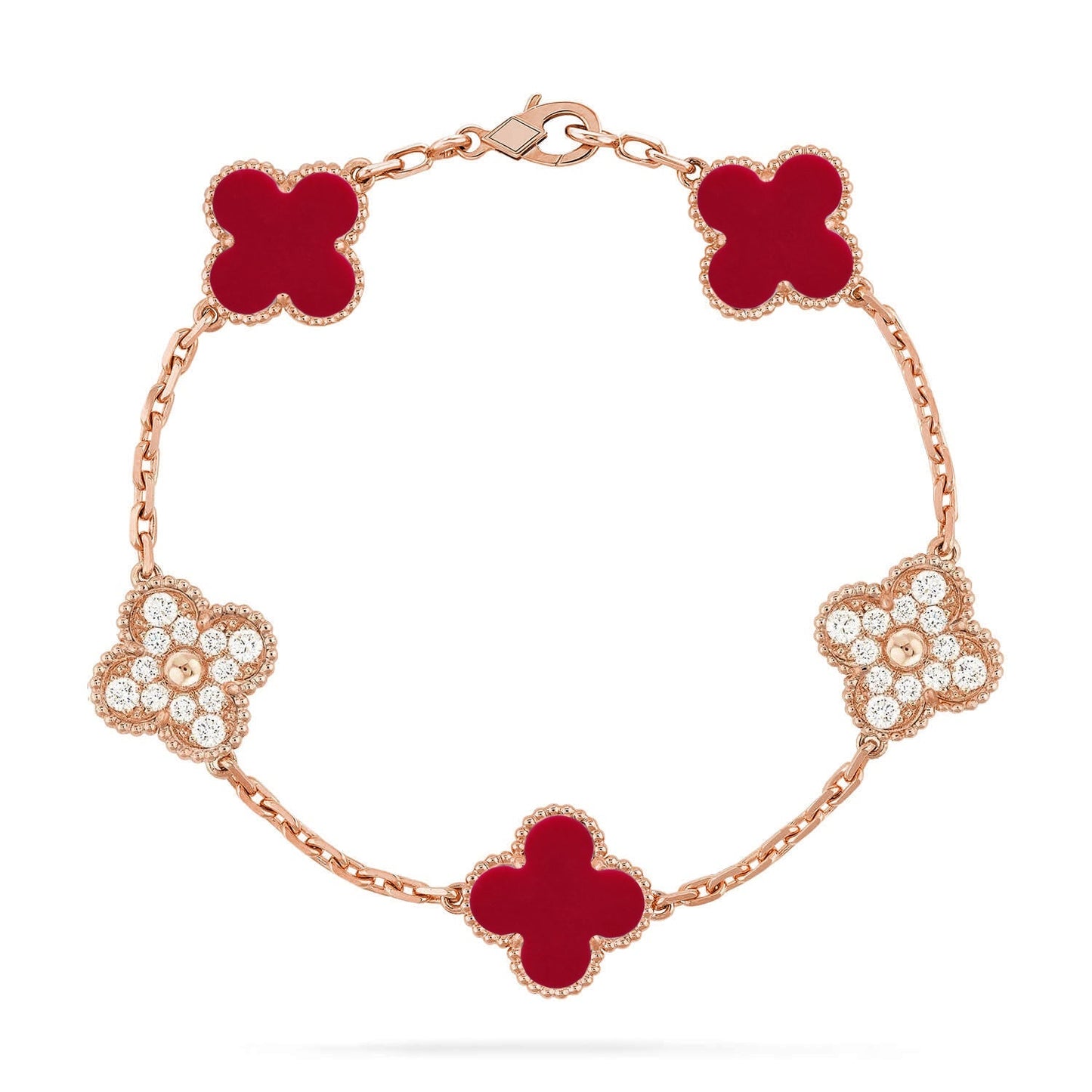 [Lumi Jewellery] CLOVER 5 MOTIF RED CORNELIAN BRACELET COLLECTION