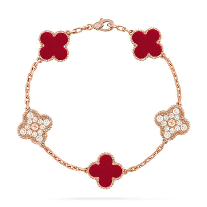 [Lumi Jewellery] CLOVER 5 MOTIF RED CORNELIAN BRACELET COLLECTION