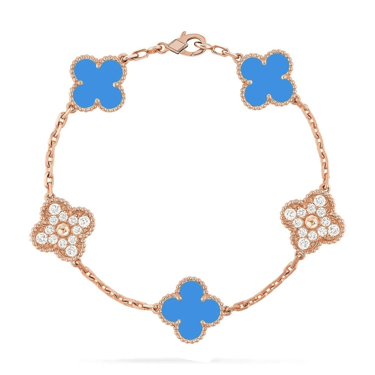 [Lumi Jewellery] CLOVER 5 MOTIF BLUE AGATE BRACELET COLLECTION
