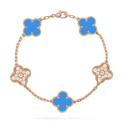 [Lumi Jewellery] CLOVER 5 MOTIF BLUE AGATE BRACELET COLLECTION