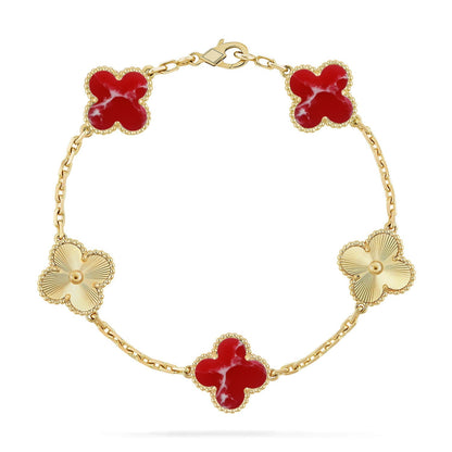 [Lumi Jewellery]CLOVER 5 MOTIF RED PATTERN BRACELET COLLECTION