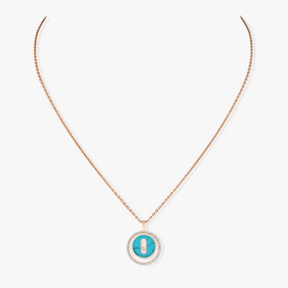 [Lumi]LUCKY MOVE 1 DIAMOND TURQUOISE PINK GOLD DIAMOND NECKLACE