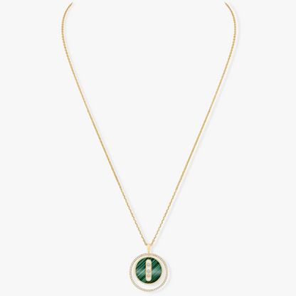 [Lumi]LUCKY MOVE 3 DIAMOND MALACHITE GOLD DIAMOND NECKLACE