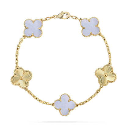 [Lumi Jewellery] CLOVER 5 MOTIF PURPLE CHALCEDONY BRACELET COLLECTION