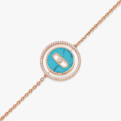[Lumi]LUCKY MOVE TURQUOISE PINK GOLD DIAMOND BRACELET
