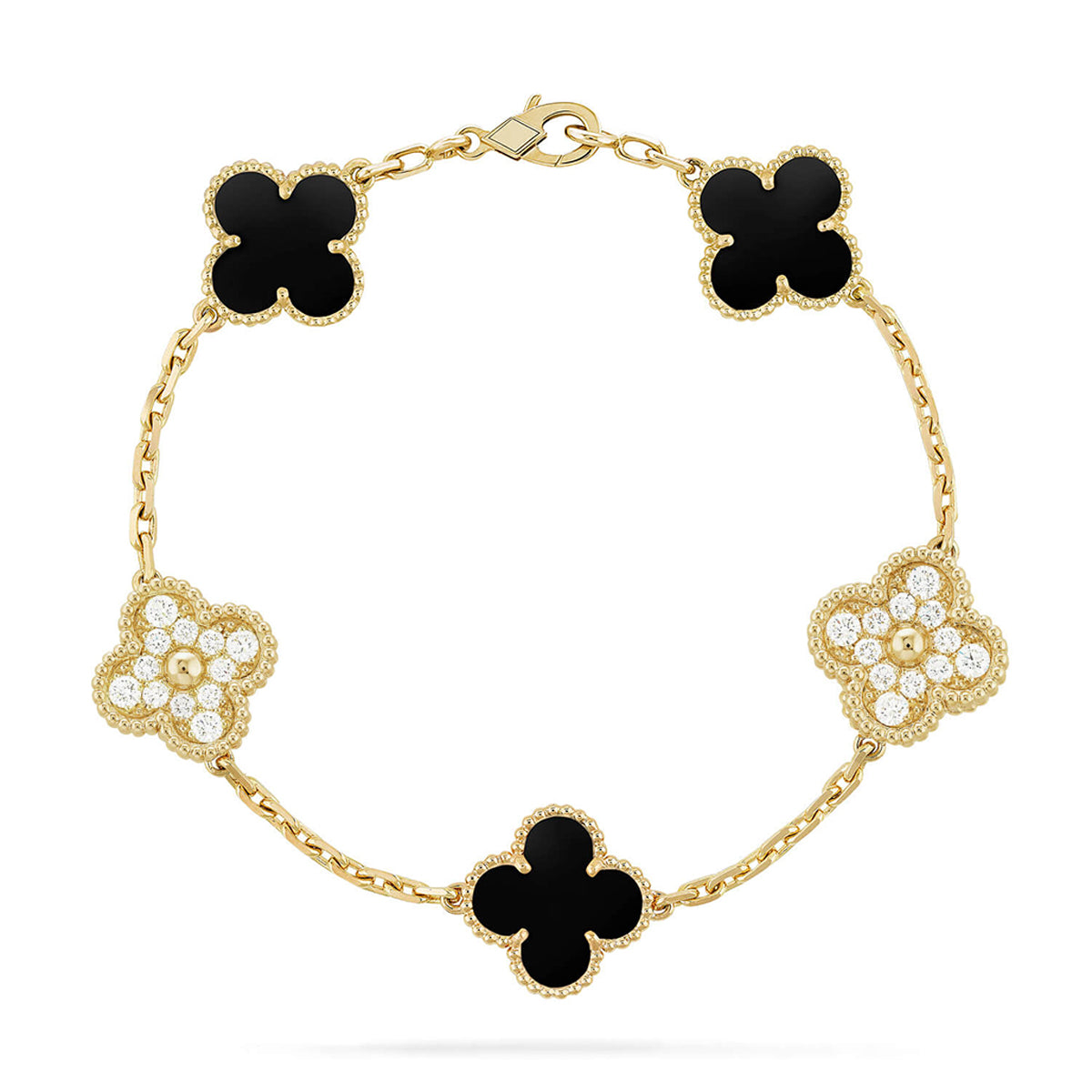 [Lumi Jewellery] CLOVER 5 MOTIF ONYXS BRACELET COLLECTION