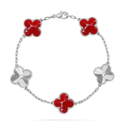 [Lumi Jewellery]CLOVER 5 MOTIF RED PATTERN BRACELET COLLECTION