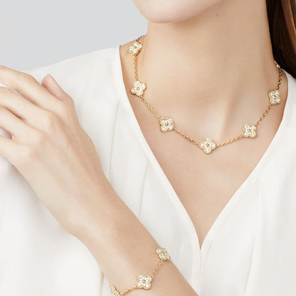[Lumi Jewellery]CLOVER 10 MOTIFS DIAMOND NECKLACE