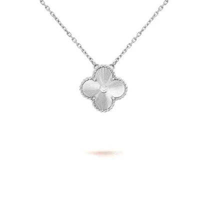 [Lumi Jewellery]CLOVER  15MM DIAMOND LASER NECKLACE SILVER