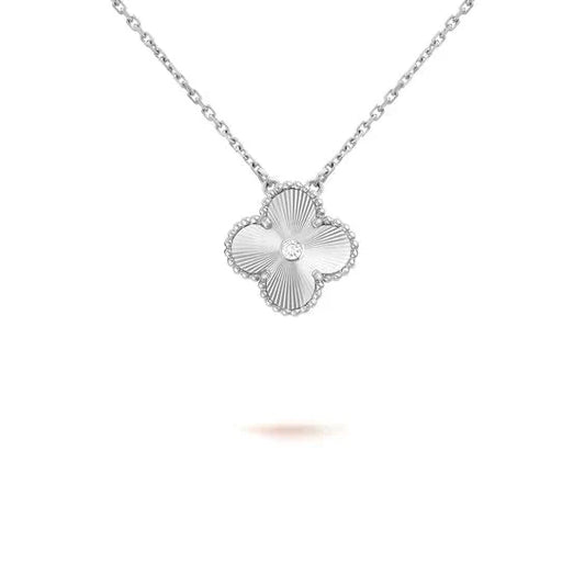 [Lumi Jewellery]CLOVER  15MM DIAMOND LASER NECKLACE SILVER