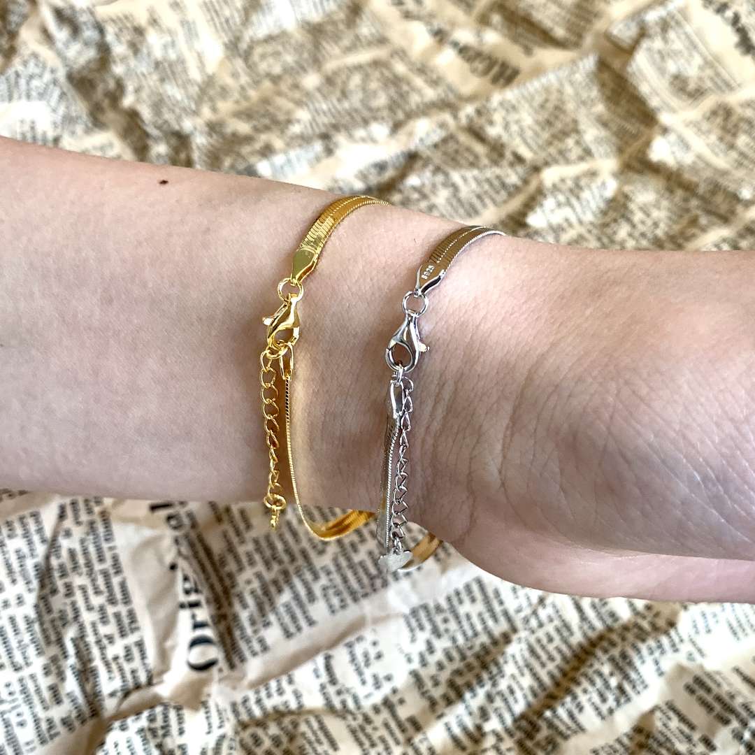 [Lumi Jewellery]Flat Snake Bone Chain Blade Necklace