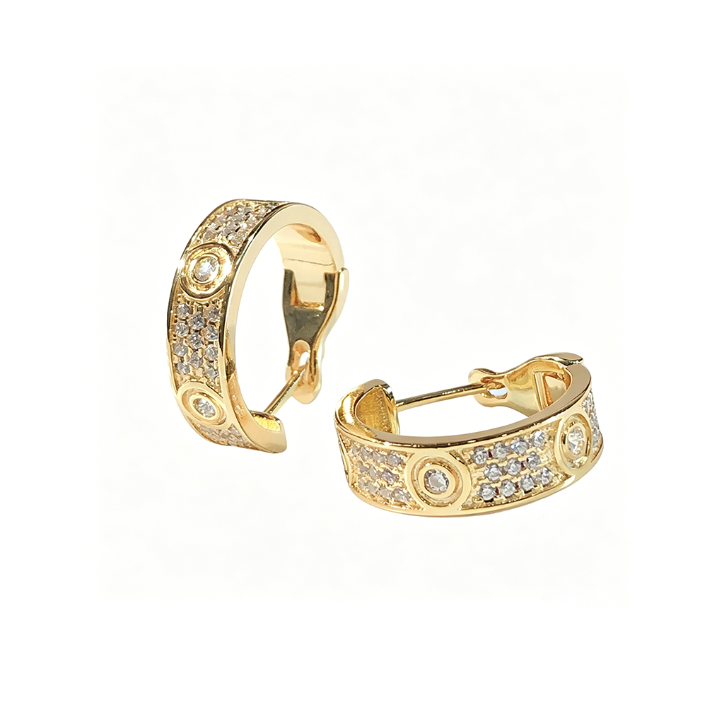 [Lumi Jewelery]LOVE 5.5MM DIAMOND PAVED EARRINGS