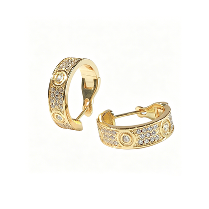 [Lumi Jewelery]LOVE 5.5MM DIAMOND PAVED EARRINGS