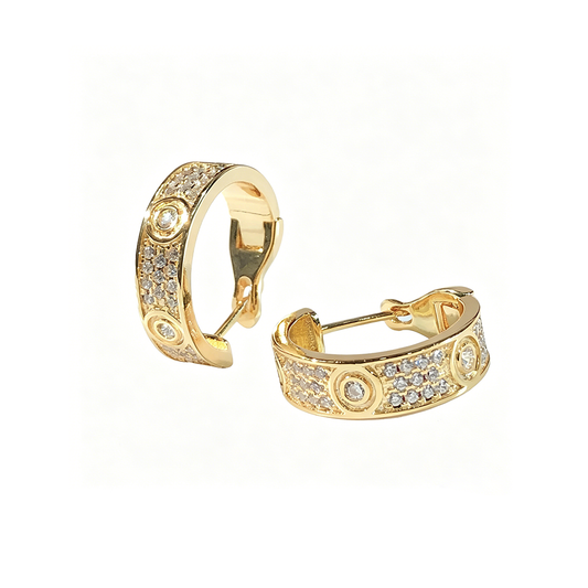 [Lumi Jewelery]LOVE 5.5MM DIAMOND PAVED EARRINGS
