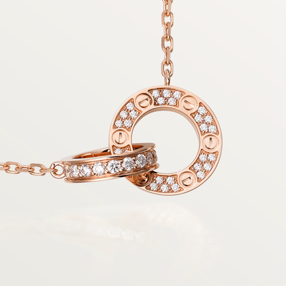 [Lumi Jewellery]LOVE 7.6MM NECKLACE ROSE GOLD AND SILVER  FULL DIAMOND