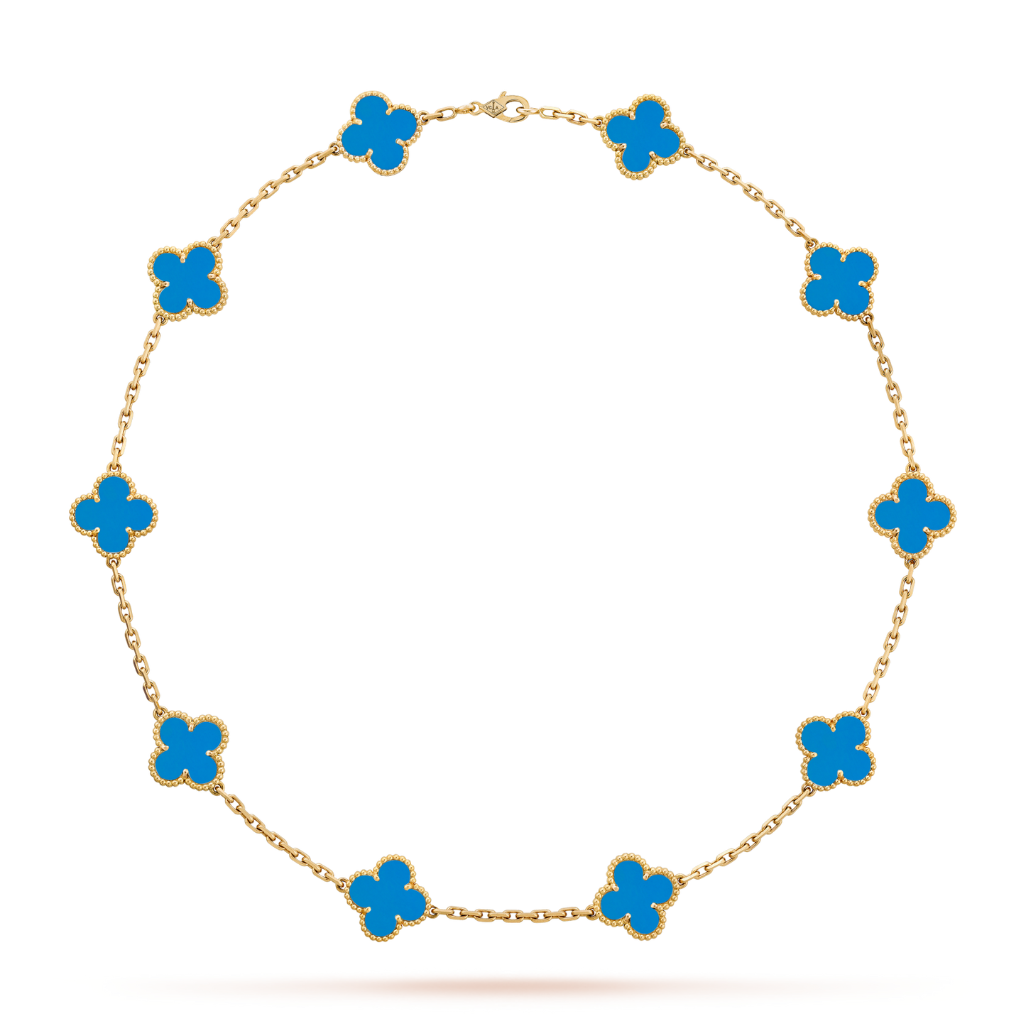 [Lumi Jewellery]CLOVER 10 MOTIFS BLUE AGATE NECKLACE