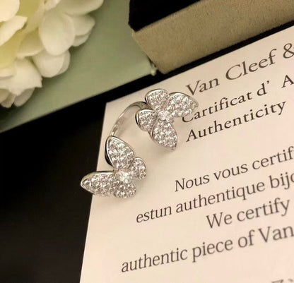[Lumi Jewellery]TWIN SILVER BUTTERFLY DIAMOND RING