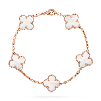[Lumi Jewellery]CLOVER WHITE PEARL MOP 5 MOTIF BRACELET COLLECTION