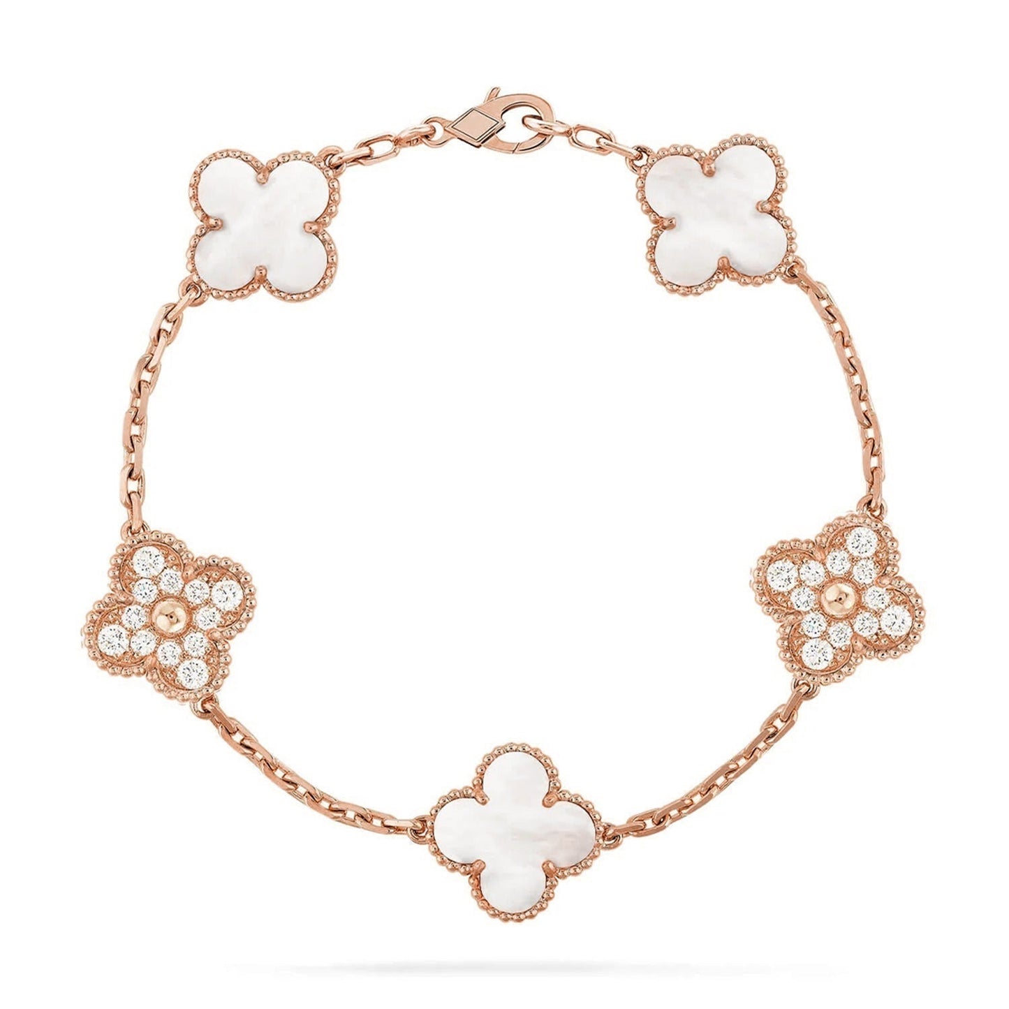[Lumi Jewellery]CLOVER WHITE PEARL MOP 5 MOTIF BRACELET COLLECTION