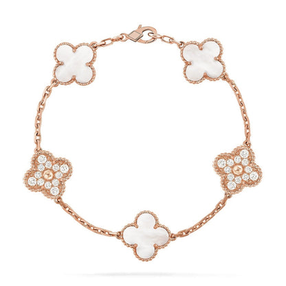 [Lumi Jewellery]CLOVER WHITE PEARL MOP 5 MOTIF BRACELET COLLECTION