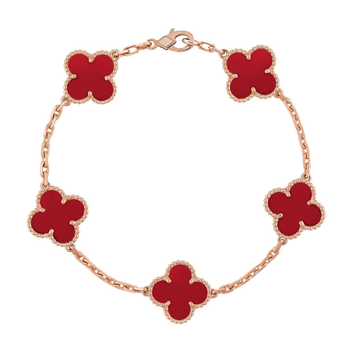 [Lumi Jewellery] CLOVER 5 MOTIF RED CORNELIAN BRACELET COLLECTION