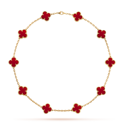 [Lumi Jewellery]CLOVER 10 MOTIFS CARNELIAN NECKLACE