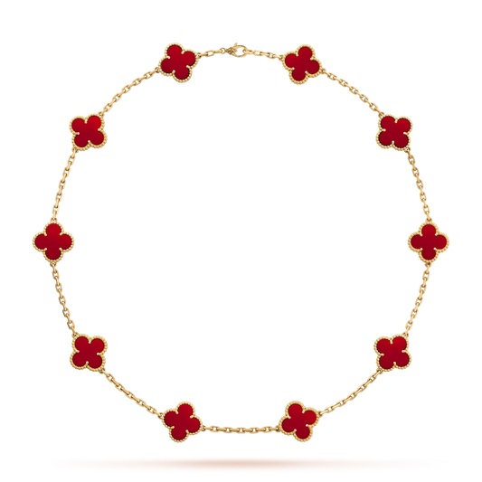 [Lumi Jewellery]CLOVER 10 MOTIFS CARNELIAN NECKLACE