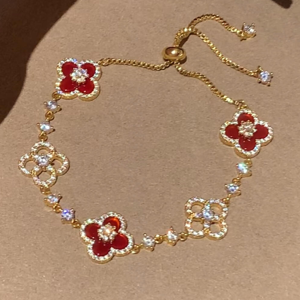 [Lumi Jewellery]CLOVER 5 MOTIF PINK BLUE RED WHITE BRACELET