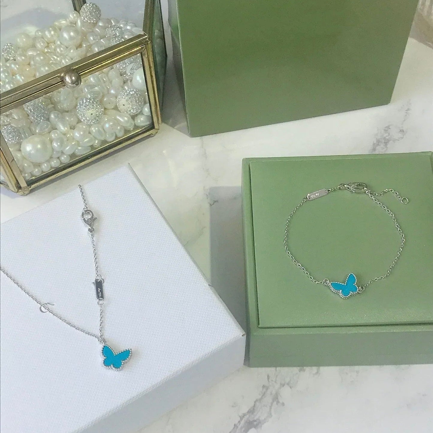 [Lumi Jewellery]BUTTERFLY TURQUOISE BUTTERFLY BRACELET SILVER