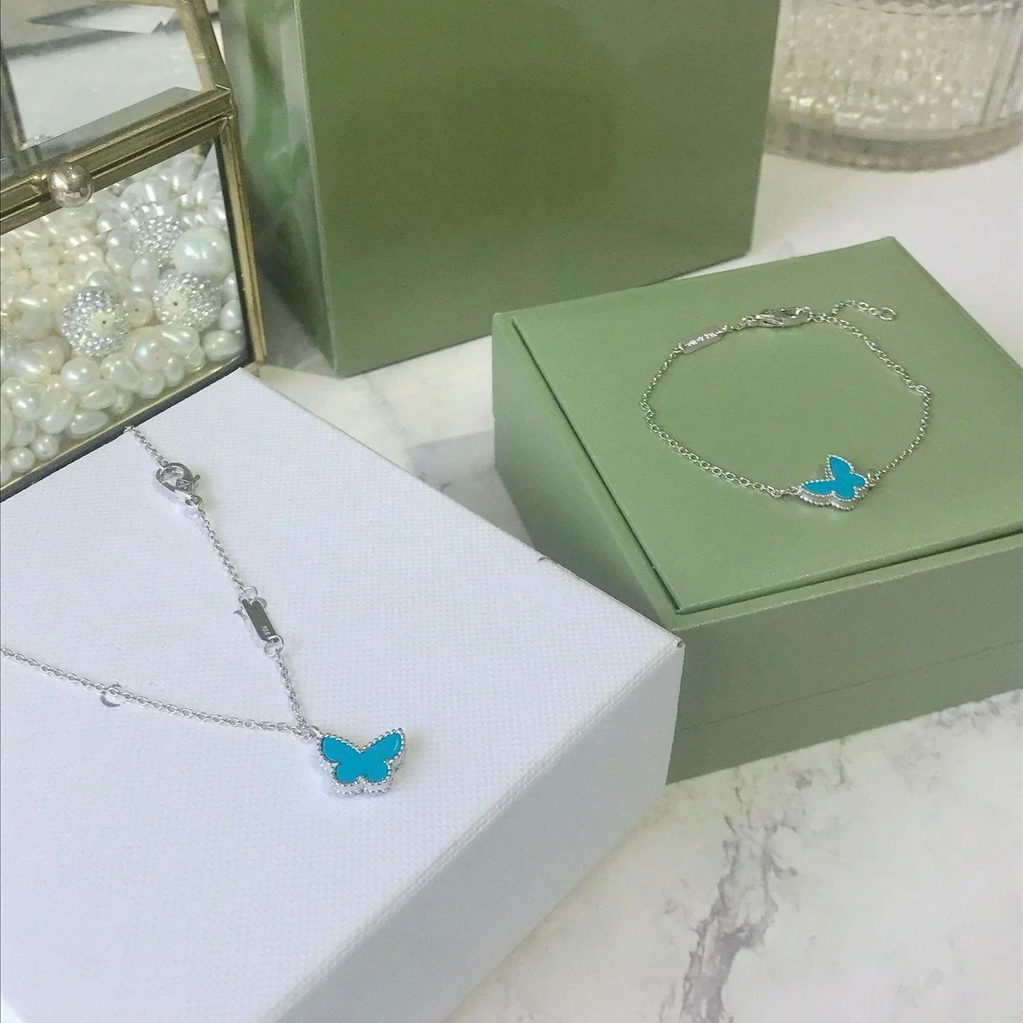 [Lumi Jewellery]BUTTERFLY TURQUOISE BUTTERFLY BRACELET SILVER