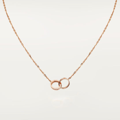 [Lumi Jewelery]LOVE DOUBLE RING HALF DIAMOND NECKLACE
