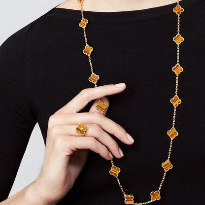 [Lumi Jewellery]CLOVER 20 MOTIFS TIGER EYE ROSE GOLD