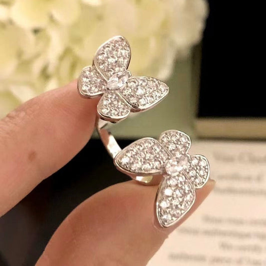 [Lumi Jewellery]TWIN SILVER BUTTERFLY DIAMOND RING