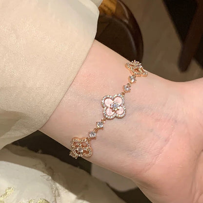 [Lumi Jewellery]CLOVER 5 MOTIF PINK BLUE RED WHITE BRACELET