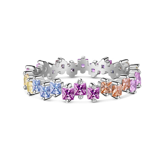[Lumi Jewellery]Mixed Colorful Square Staggered Rings