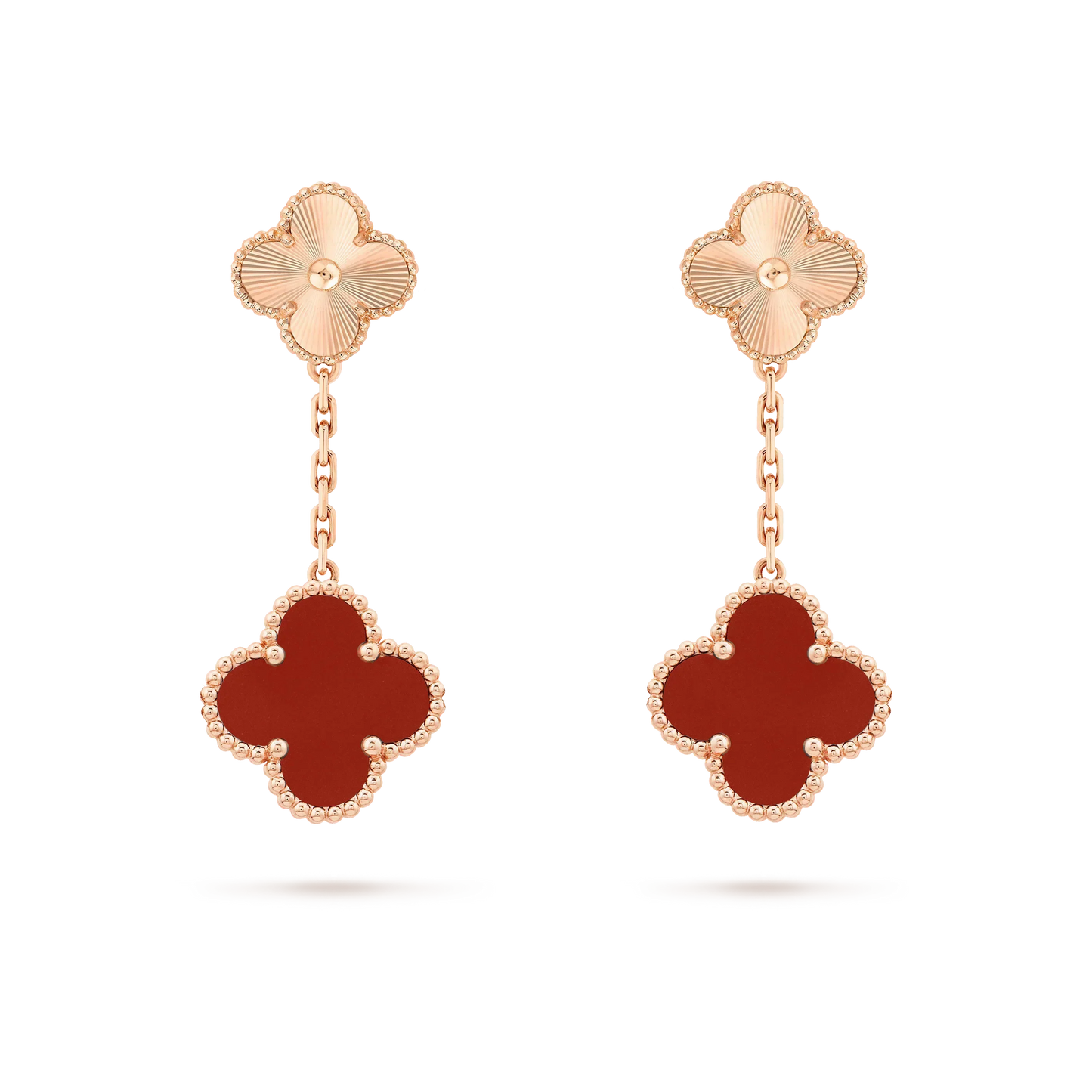 [Lumi Jewellery]CLOVER 2 MOTIF  LASER CARNELIAN EARRINGS