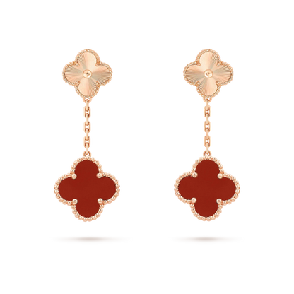 [Lumi Jewellery]CLOVER 2 MOTIF  LASER CARNELIAN EARRINGS