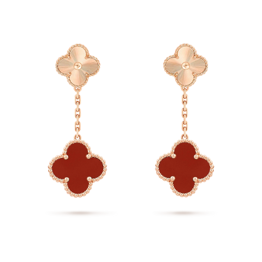 [Lumi Jewellery]CLOVER 2 MOTIF  LASER CARNELIAN EARRINGS