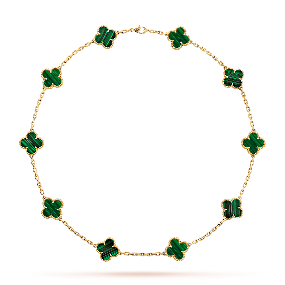 [Lumi Jewellery]CLOVER 10 MOTIFS MALACHITE NECKLACE