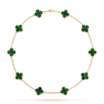 [Lumi Jewellery]CLOVER 10 MOTIFS MALACHITE NECKLACE