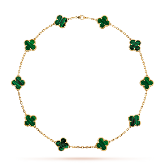 [Lumi Jewellery]CLOVER 10 MOTIFS MALACHITE NECKLACE