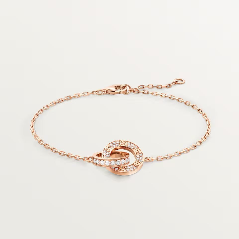[Lumi Jewelery]LOVE DOUBLE RING FULL DIAMOND BRACELET