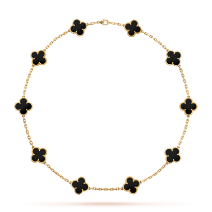 [Lumi Jewellery]CLOVER 10 MOTIFS ONYX NECKLACE