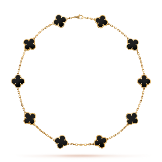 [Lumi Jewellery]CLOVER 10 MOTIFS ONYX NECKLACE