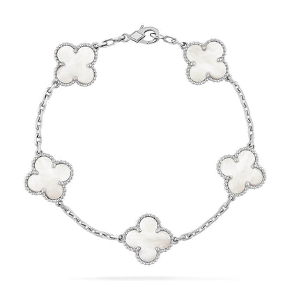 [Lumi Jewellery]CLOVER WHITE PEARL MOP 5 MOTIF BRACELET COLLECTION